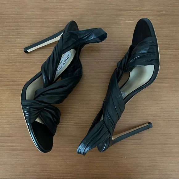 JIMMY CHOO black open toed pump - Picture 3 of 5